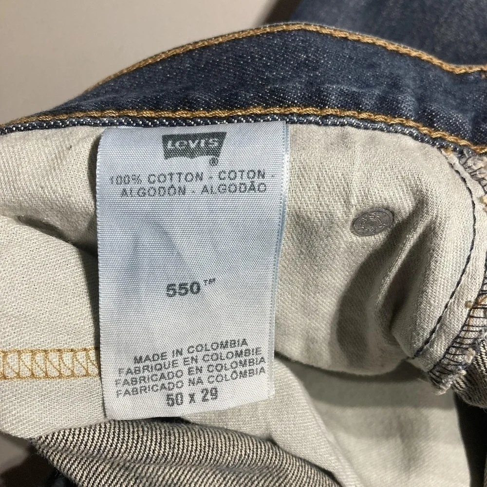 Levis 550 Men's Jeans 50 x 29 Blue Denim Relaxed Fit 100% Cotton Everyday EUC